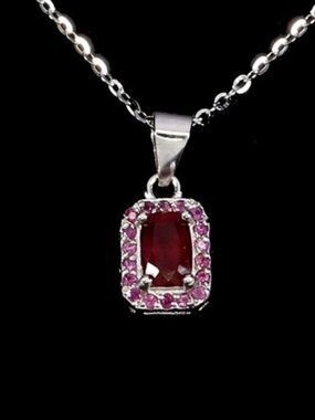 Ruby Necklace on a Sterling Silver Chain